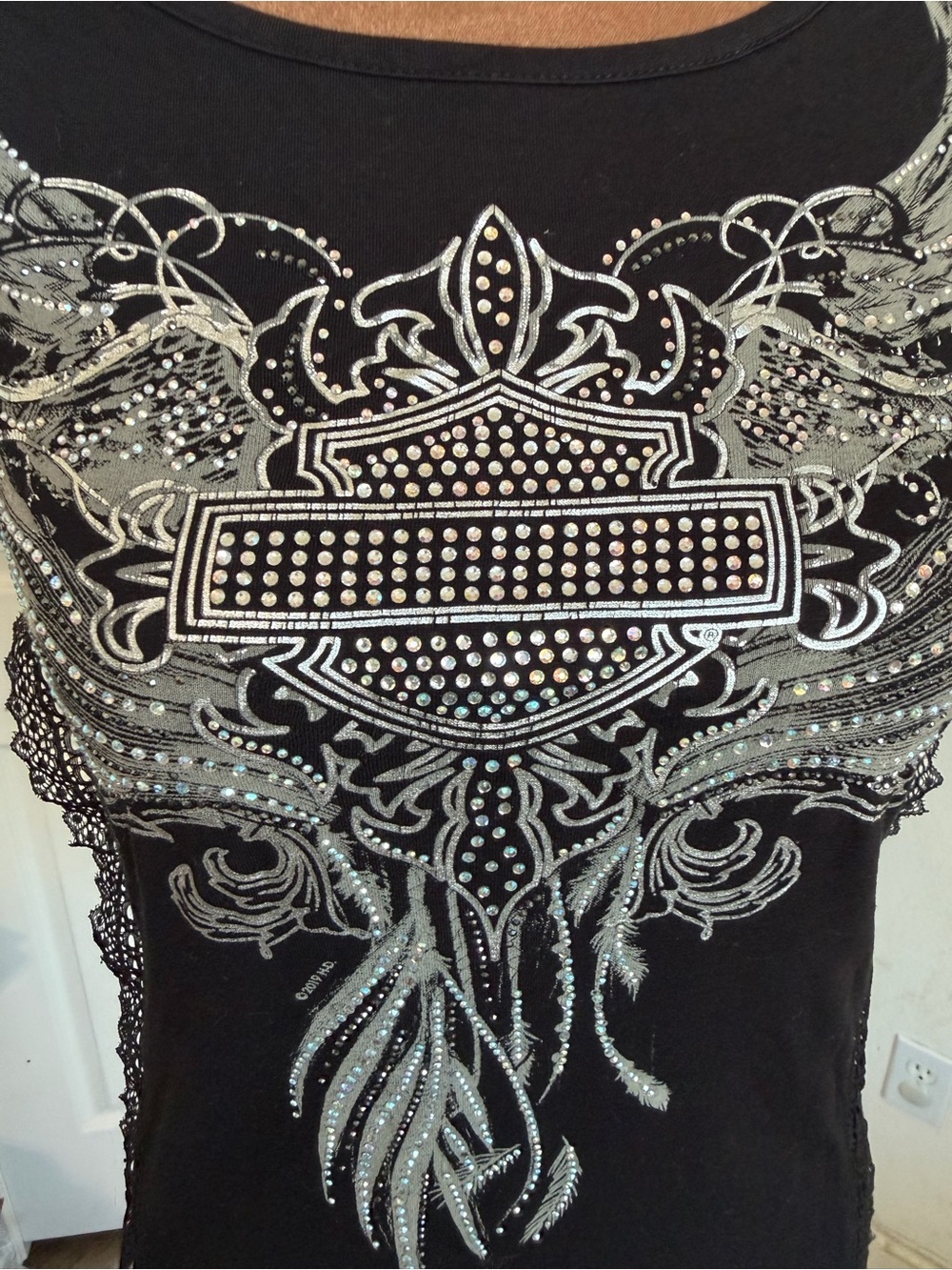 Harley-Davidson Black Sleeveless Embellished Women’s Top - Picture 2 of 9